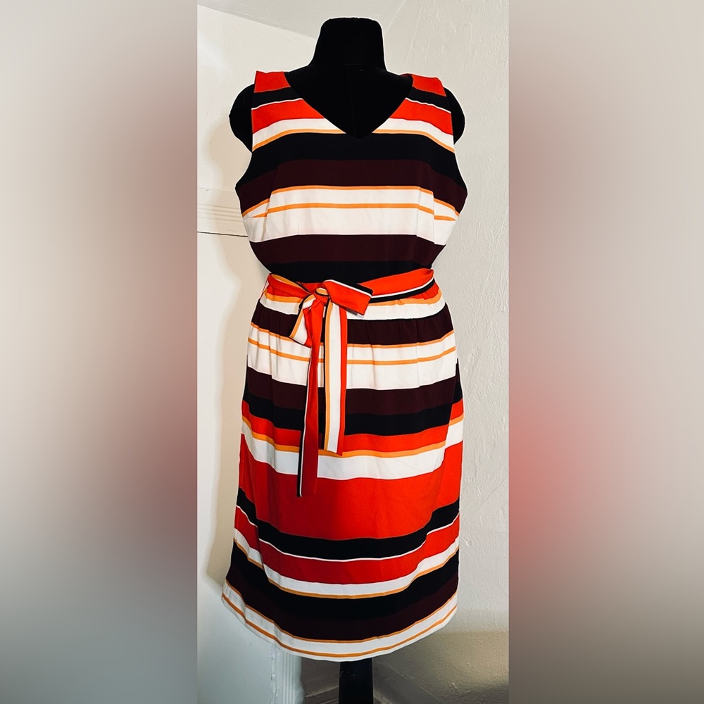 Lands End size 10 horizontal stripe sleeveless dress.